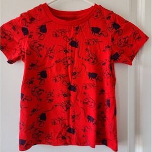 Boys‎ Red Dinosaur All Over Print Short Sleeve Graphic T-Shirt Size 5 summer